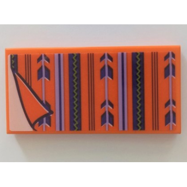 orange tile 2 x 4 with blanket with dark purple and lavender stripes and arrows white bedsheet pattern sticker - set 41369