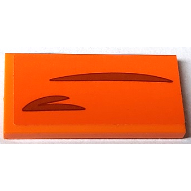 orange tile 2 x 4 with dark orange curved lines pattern sticker - set 40449