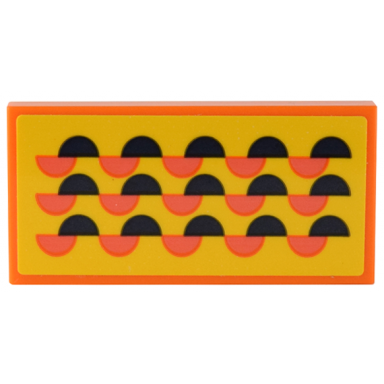 orange tile 2 x 4 with yellow rug with dark blue and coral half circles pattern sticker - set 41732