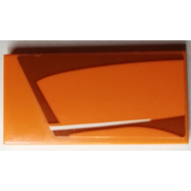 orange tile 2 x 4 with white stripe and dark orange pattern model left side sticker - set 75880
