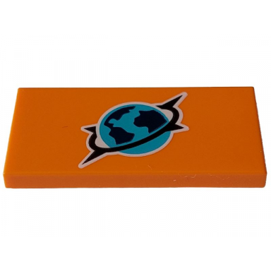 orange tile 2 x 4 with medium azure dark blue and black arctic explorer logo pattern