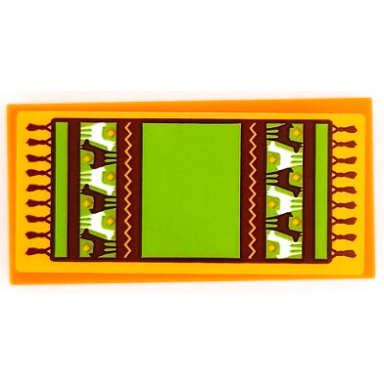 orange tile 2 x 4 with lime and reddish brown rug with alpacas and fringe pattern sticker - set 41432