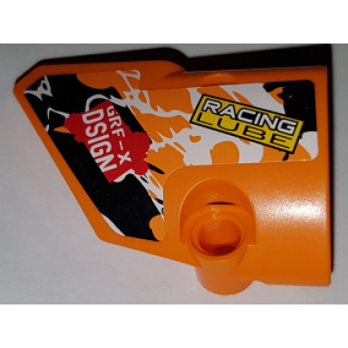 orange technic panel fairing 1 small smooth short side a with racing lube and grf-x dsign and black orange and white pattern sticker - set 42007
