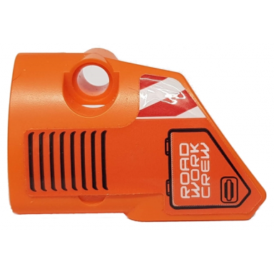 orange technic panel fairing 1 small smooth short side a with road work crew black vents and red and white danger stripes pattern sticker - set 42060