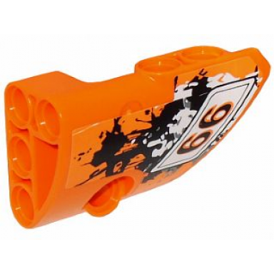 orange technic panel fairing 2 small smooth short side b with 66 on white black and gray paint splotches pattern sticker - set 9392