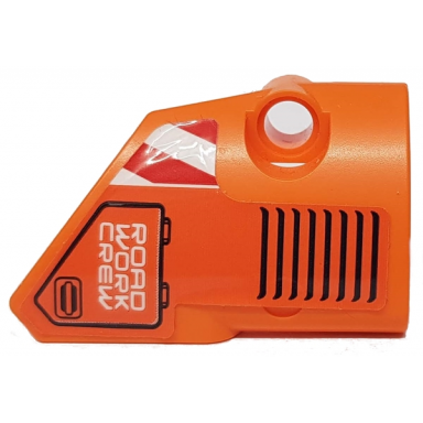 orange technic panel fairing 2 small smooth short side b with road work crew black vents and red and white danger stripes pattern sticker - set 42060