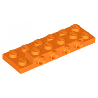 orange plate modified 2 x 6 x 2 3 with 4 studs on side
