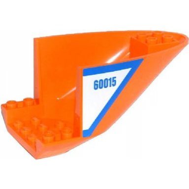 orange aircraft fuselage aft section curved bottom 6 x 10 with blue line and 60015 on white background pattern on both sides stickers - set 60015