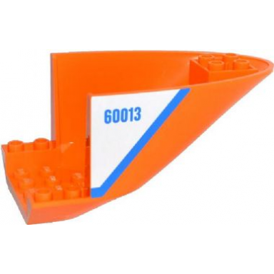 orange aircraft fuselage aft section curved bottom 6 x 10 with blue line and 60013 on white background pattern on both sides stickers - set 60013