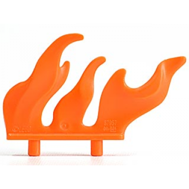 orange wave rounded row of three with two pins flame