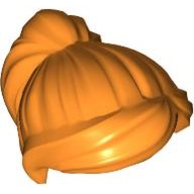 orange minifigure hair female ponytail and swept sideways fringe