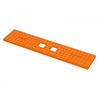 orange train base 6 x 28 with 3 round holes each end and 2 x 2 cutouts