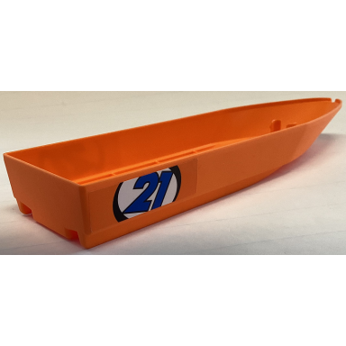 orange boat hull unitary 28 x 8 base with blue 21 in white circle pattern on both sides stickers - set 60085