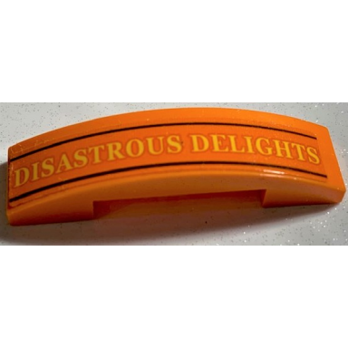 orange slope curved 4 x 1 x 2 3 double with yellow disastrous delights and black lines pattern sticker - set 75978
