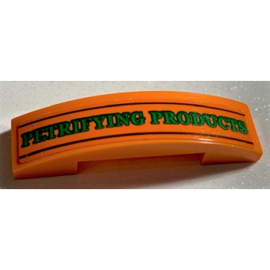 orange slope curved 4 x 1 x 2 3 double with green petrifying products and black lines pattern sticker - set 75978