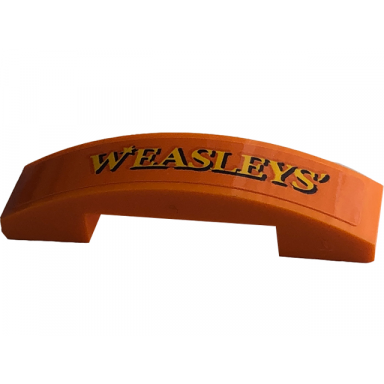 orange slope curved 4 x 1 x 2 3 double with black and yellow weasleys pattern sticker - set 76422