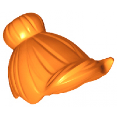 orange minifigure hair female with top knot bun and forelock