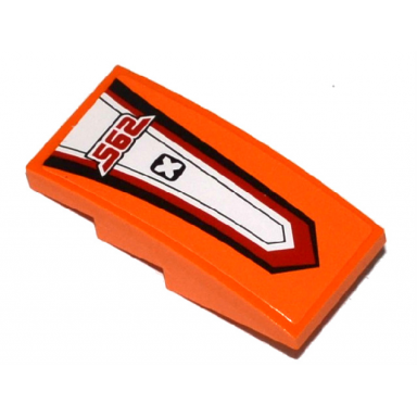orange slope curved 4 x 2 with x and red 562 pattern sticker - set 60058