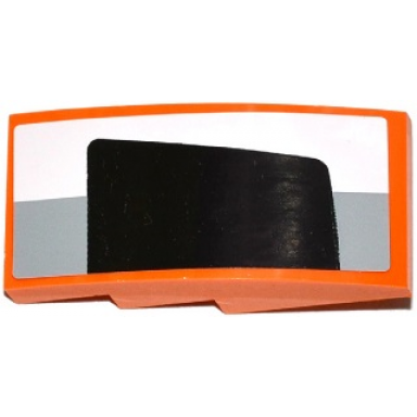 orange slope curved 4 x 2 with white and light bluish gray stripes and half black rear window pattern model right side sticker - set 75912