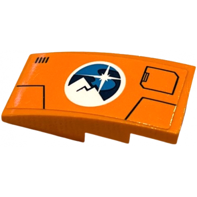 orange slope curved 4 x 2 with arctic explorers logo and door hatch pattern model right side sticker - set 60192