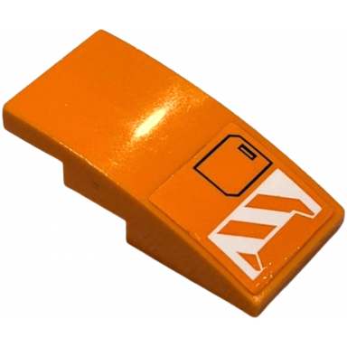 orange slope curved 4 x 2 with orange and white danger stripes and door hatch pattern sticker - set 60192