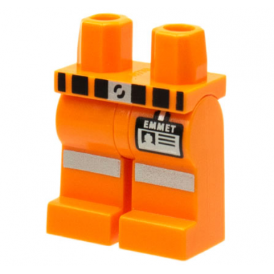 orange hips and legs with belt reflective stripes and emmet name tag pattern