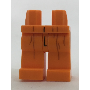 orange hips and legs with reddish brown creases and black zipper seam pattern