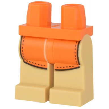 orange hips and tan legs with orange apron and black hem pattern
