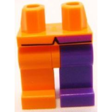 orange hips and 1 dark purple left leg 1 orange right leg coattails pattern