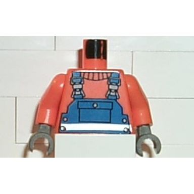 orange torso town construction blue overalls shirt and silver belt pattern orange arms dark gray hands