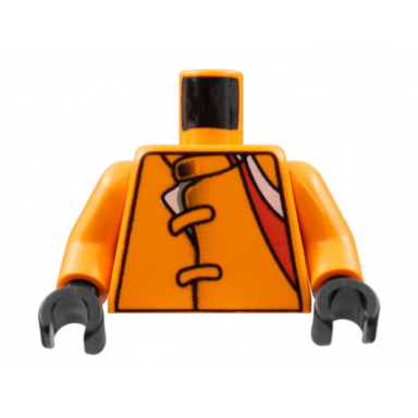 orange torso racers jacket with straps red white stripes pattern orange arms black hands