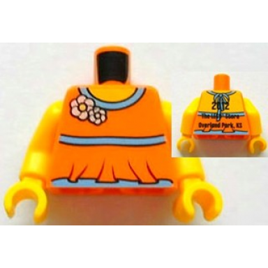 orange torso halter top with medium blue trim and flowers yellow neck 2012 the lego store overland park ks on back pattern yellow arms yellow hands