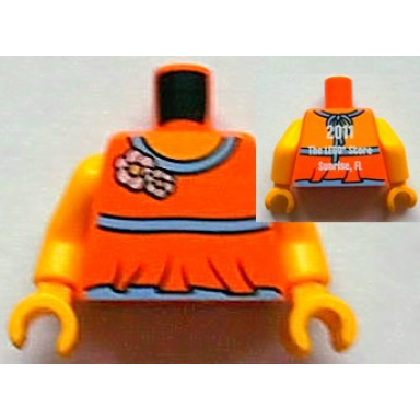 orange torso halter top with medium blue trim and flowers yellow neck 2011 the lego store sunrise fl on back pattern yellow arms yellow hands