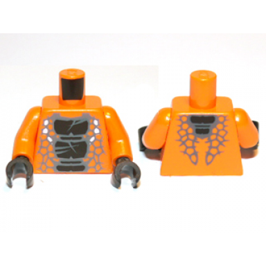 orange torso ninjago snake with black scales pattern snike orange arms black hands