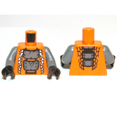 orange torso ninjago snake with dark bluish gray and white scales pattern chokun dark bluish gray arms black hands