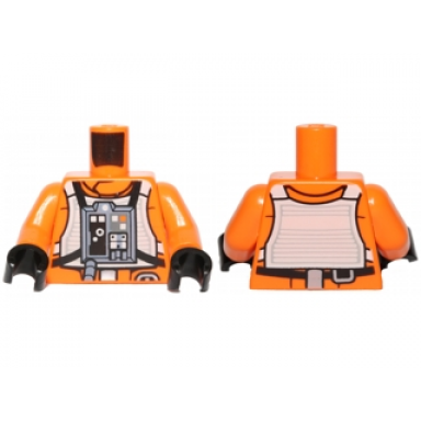 orange torso sw rebel pilot with black belt with buckle on back pattern orange arms black hands