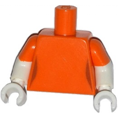 orange torso simpsons female with dark orange waist pattern white arms with molded orange short sleeves pattern white hands