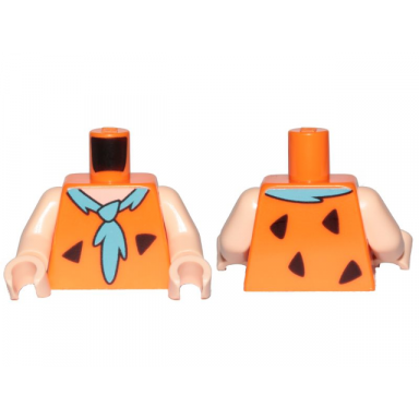 orange torso tunic with animal print black spots and medium azure tie pattern fred flintstone light nougat arms light nougat hands
