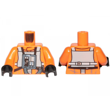 orange torso sw rebel pilot with angled front panel black and white belts with buckles on back pattern orange arms black hands