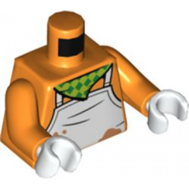 orange torso checkered bandana and white apron ties and lime spatula on back pattern orange arms white hands