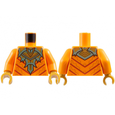 orange torso sand green and gold armor with spines over robe with red stripes pattern orange arms pearl gold hands