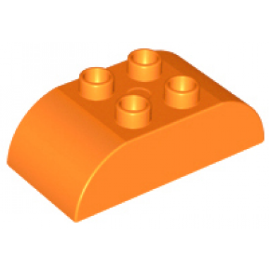 orange duplo brick 2 x 4 slope curved double