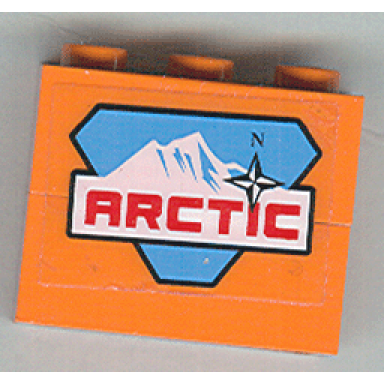 orange stickered assembly 3 x 1 x 2 with arctic logo pattern sticker - set 6520 - 2 brick 1 x 3
