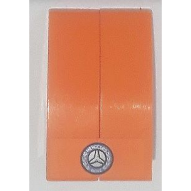 orange stickered assembly 3 x 2 x 1 with silver mercedes-benz logo pattern sticker - set 8110 - 2 slope curved 3 x 1