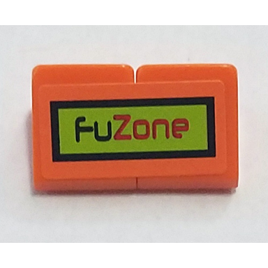 orange stickered assembly 2 x 1 x 2 3 with black and red fuzone on lime rectangle with border pattern sticker - set 8125 - 2 slope 30 1 x 1 x 2 3
