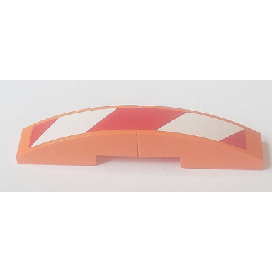 orange stickered assembly 6 x 1 x 1 with red and white danger stripes pattern model left side sticker - set 8110 - 2 slope curved 3 x 1