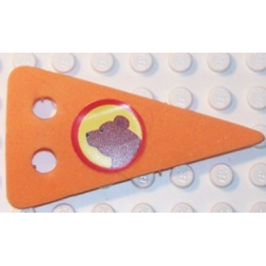 orange foam scala flag triangular with bear head pattern on both sides stickers - set 3148