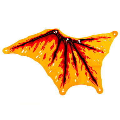 orange cloth wing dragon left black bones red and dark red flames pattern