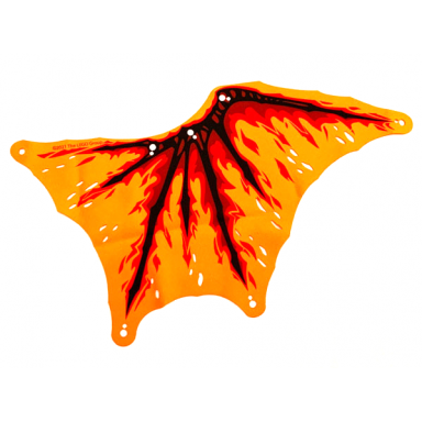 orange cloth wing dragon right black bones red and dark red flames pattern