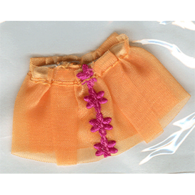 orange duplo wear cloth skirt with magenta flowers set 4825